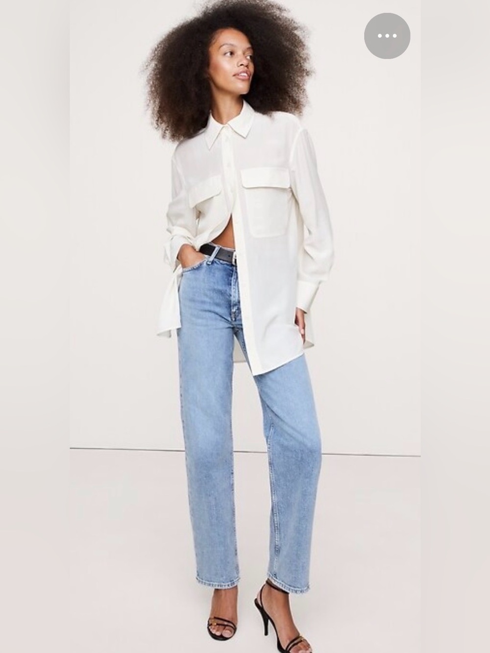 NWT Banana Republic Oversized Matte SILK Utility Ivory Shirt Sz Small. (#826045)